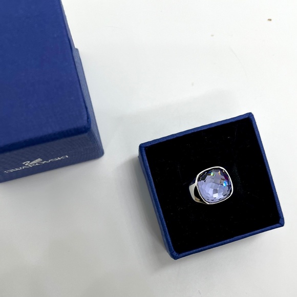 SWAROVSKI Crystal Jewelry Tanzanite Purple Dot Lollipop Silver Cocktail Ring - Picture 5 of 11